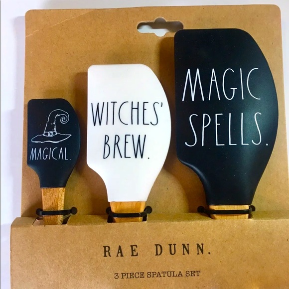 Set of 3 Halloween Rae Dunn Silicone Spatulas Hocus Pocus Magic Spells Witches - Picture 1 of 7